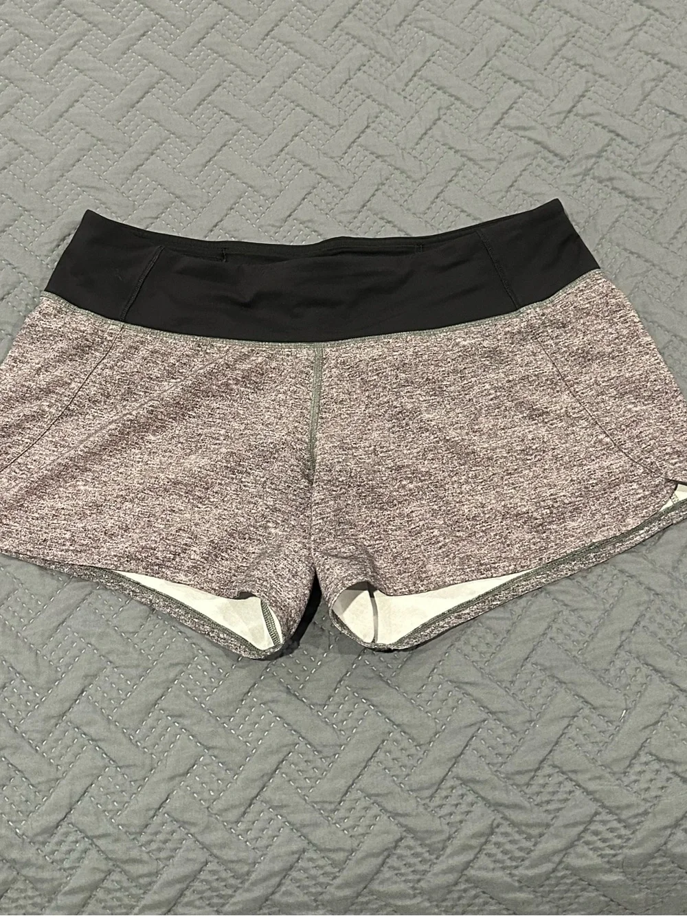 Women’s Lululemon Heathered Grey Performance Shorts with Black Waistband